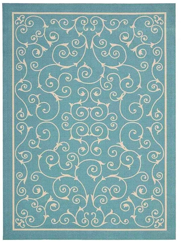 Blue Light Blue Indoor Outdoor Area Rug 7'10x10 ft Home and Garden