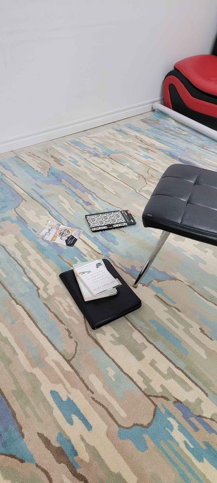 Whisper Teal Area rug 7'9"x9'9ft Wool Area Rug