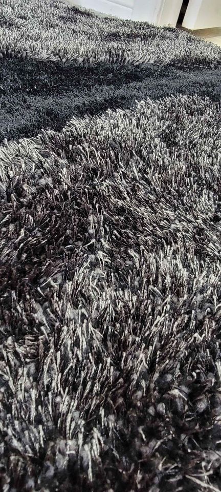Paris Shag 8x10 Grey Black Silver Polyester Shag Area Rug