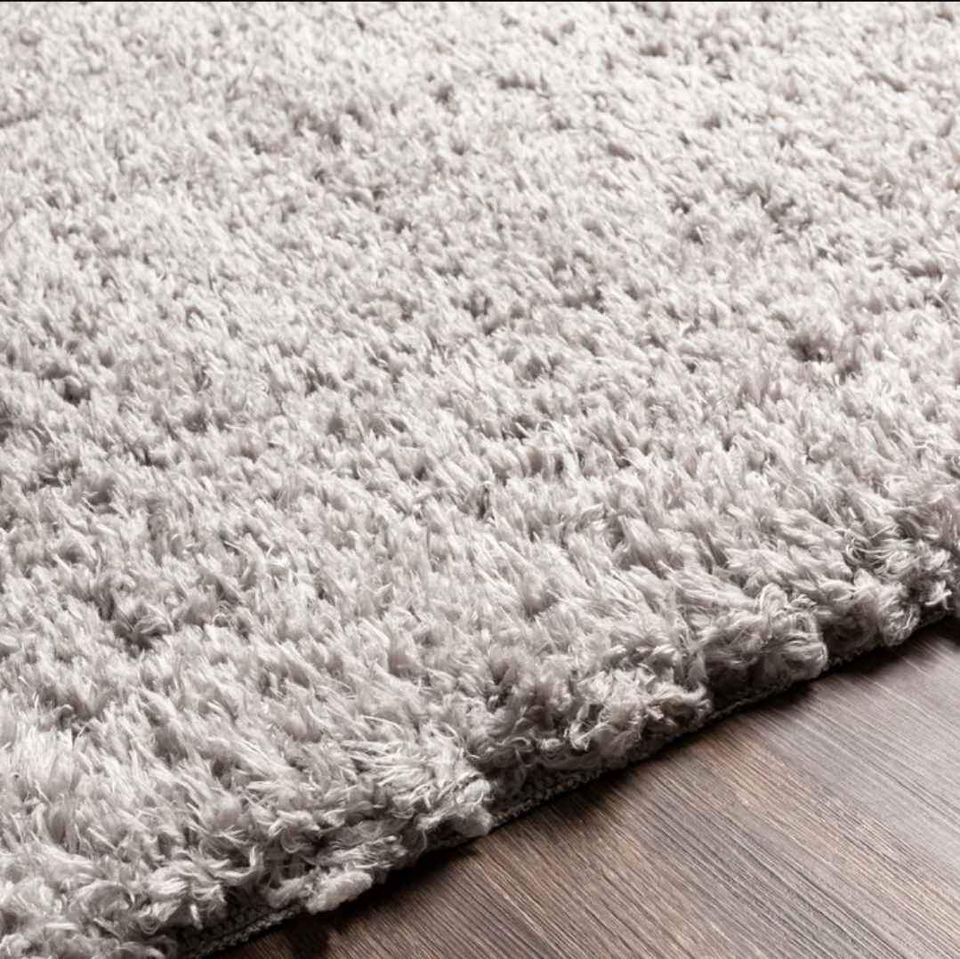 Soft Fluffy 8x10 ft' Grey Silver Plush Shag Area Rug