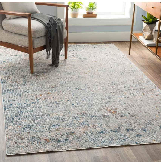 Premium Polyester Rug 8x10 Ivory Blue Sage Abstract Area Rug