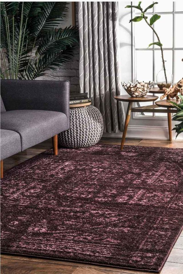 Purple Burgundy Area Rug 7'6"x 9'6"ft