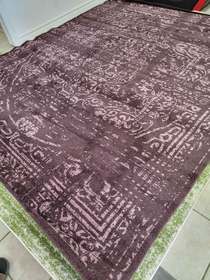 Purple Burgundy Area Rug 7'6"x 9'6"ft