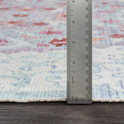 Flatweave Polyester 7'10 x 10ft Turquoise Pink Ivory Area Rug