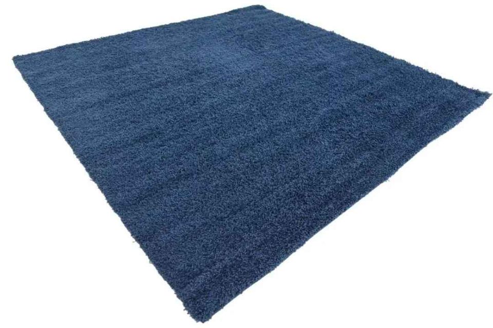 Square Blue Rug 8 x 8ft Blue Solid Shag Area Rug