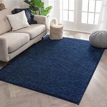 Dark Blue Rug 8'0 x 10'0 ft Blue Solid Shag Area Rug