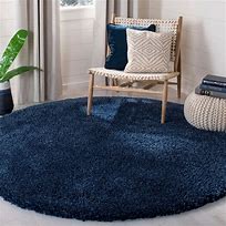 Solid Blue Rug 8x8 ft Round Shag Area Rug