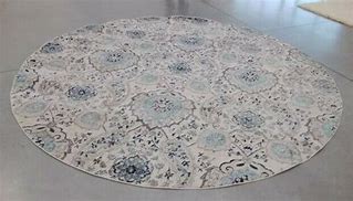 8x8 Grey Blue Ivory Round Area Rug