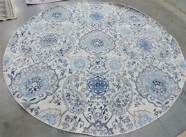 8x8 Grey Blue Ivory Round Area Rug