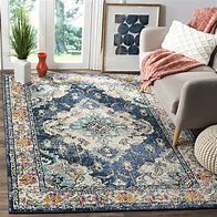 Medallion Distressed  Blue Area rug 9x12 Contemporary Area Rug