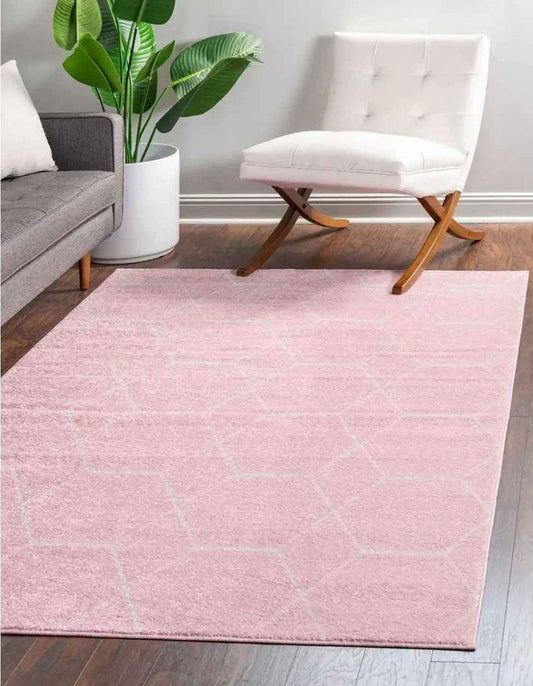 Frieze Area Rug  9x12ft Pink Ivory Trellis rug