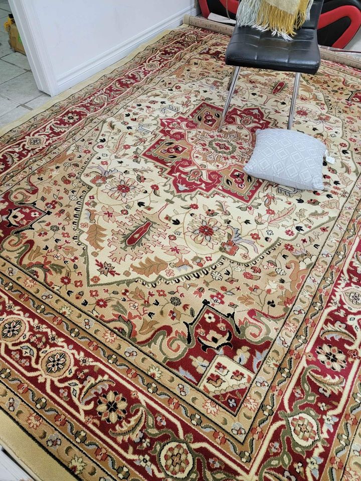 Beige Cream Medallion Area Rug 6x9 ft Red Vintage