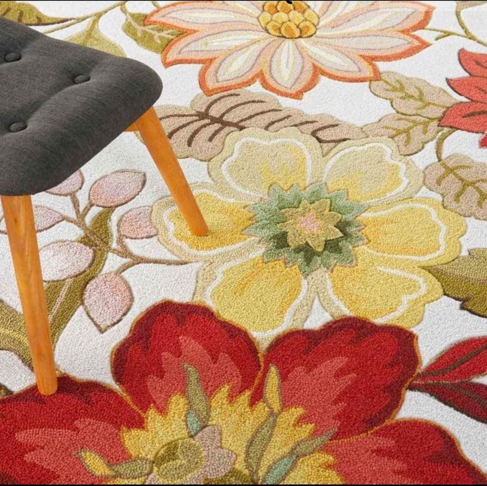 Blossom Ivory Wool Rug 8x10 Ivory Carpet Tropical New Area rug