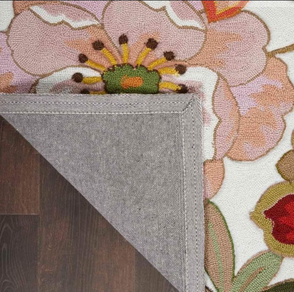 Blossom Ivory Wool Rug 8x10 Ivory Carpet Tropical New Area rug