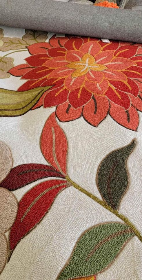 Blossom Ivory Wool Rug 8x10 Ivory Carpet Tropical New Area rug
