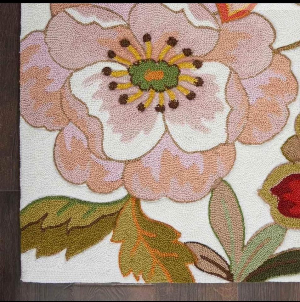 Blossom Ivory Wool Rug 8x10 Ivory Carpet Tropical New Area rug