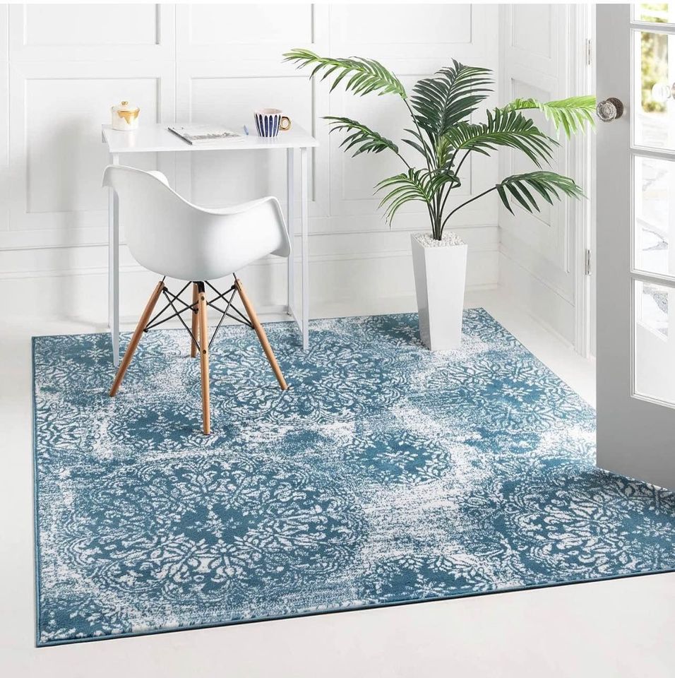 Blue Ivory Are Rug 6x9 Carpet