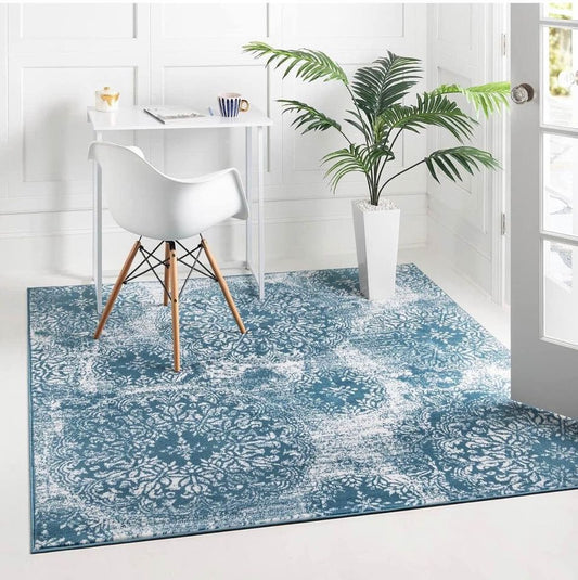 Blue Ivory Are Rug 6x9 Carpet