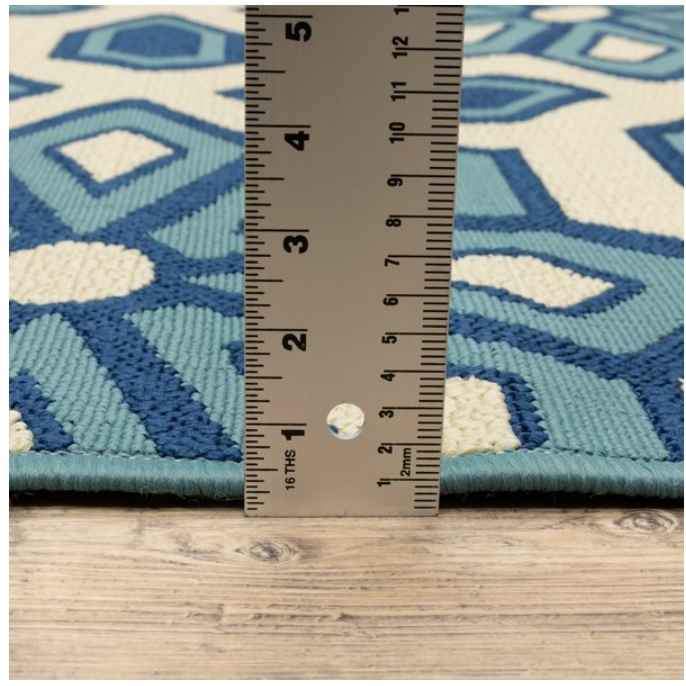 Mediterranean blue and bright Ivory Outdoor Round Rug 8ft R