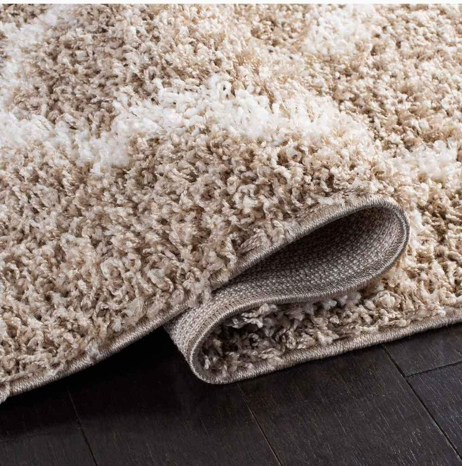 Dallas Shag Rug 8x10 Beige Cream Trellis Shag Area Rug