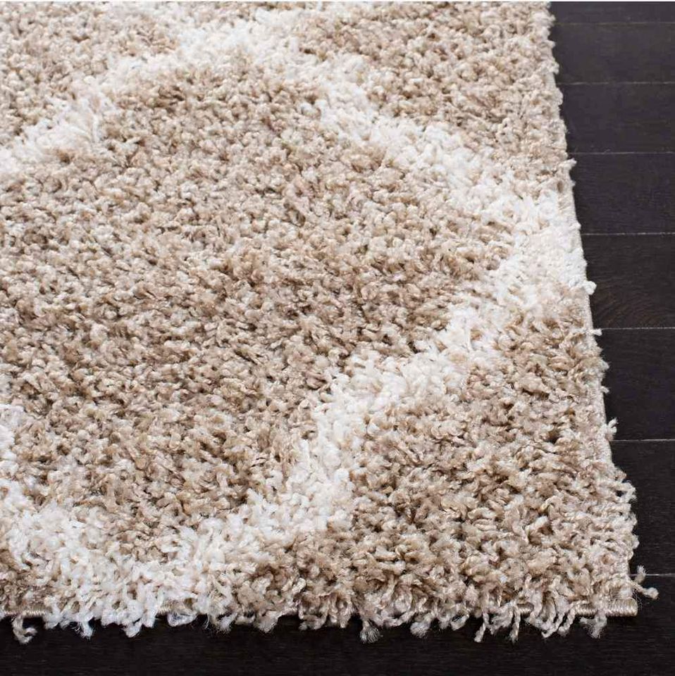 Dallas Shag Rug 8x10 Beige Cream Trellis Shag Area Rug