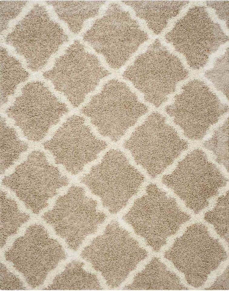 Dallas Shag Rug 8x10 Beige Cream Trellis Shag Area Rug