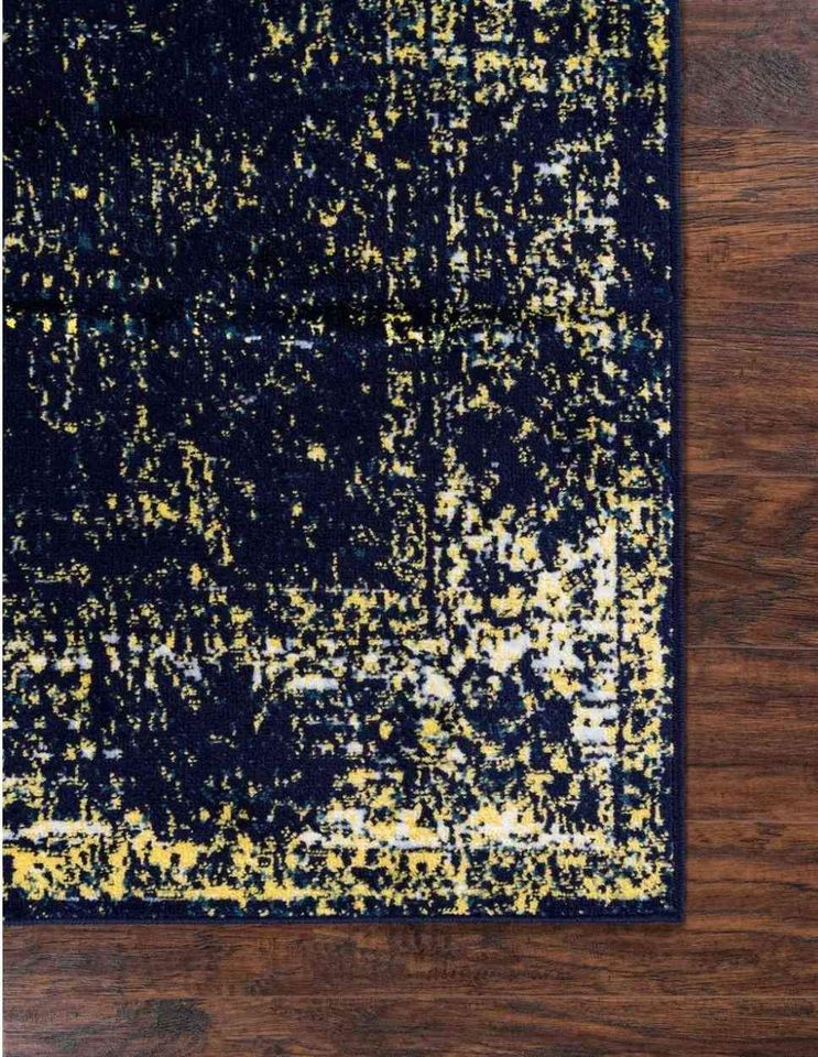 Sheen Medallion Vintage Blue 5x8 Blue Yellow Area Rug