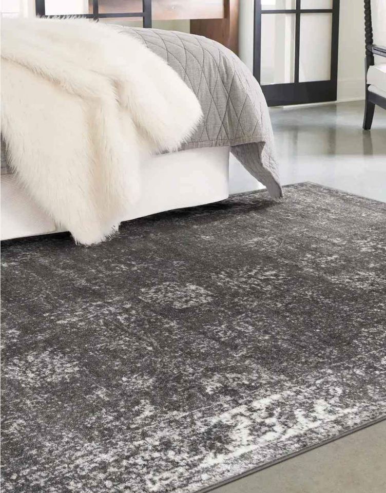 Dark Gray Area rug 5x8 Turkish Carpet