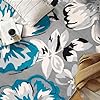 Flower Rug 7'6" x 9'5ft Blue Ivory Grey Floral Area Rug