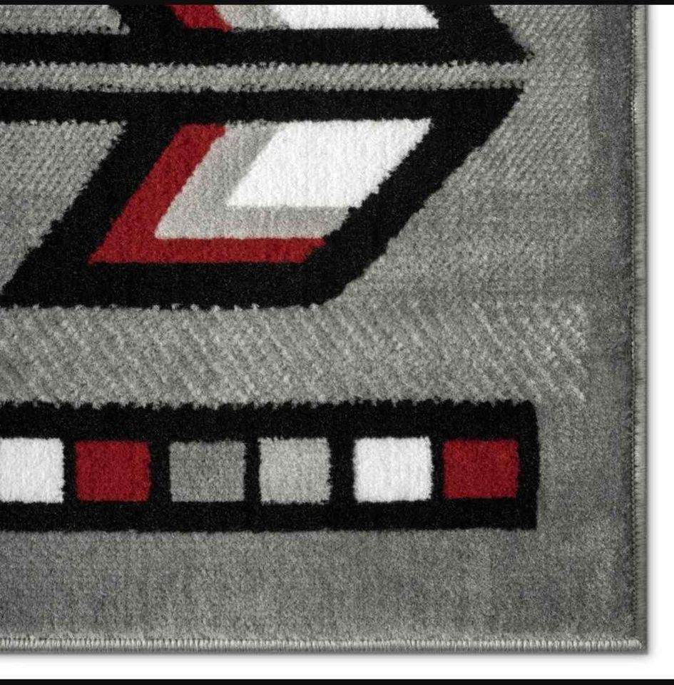 Geometric Area Rug 7'8 x 10'7 ft Grey Red Black