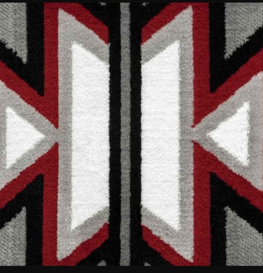 Geometric Area Rug 7'8 x 10'7 ft Grey Red Black
