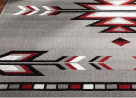 Geometric Area Rug 7'8 x 10'7 ft Grey Red Black