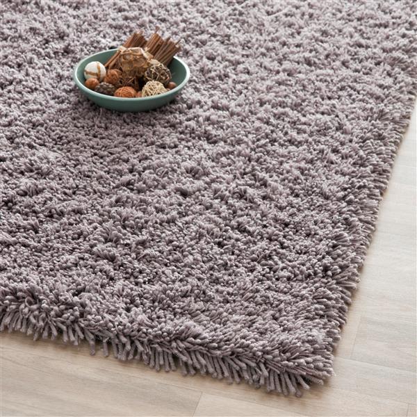 Grey Round Shag Area Rug 7.6x7.6 ft Carpet