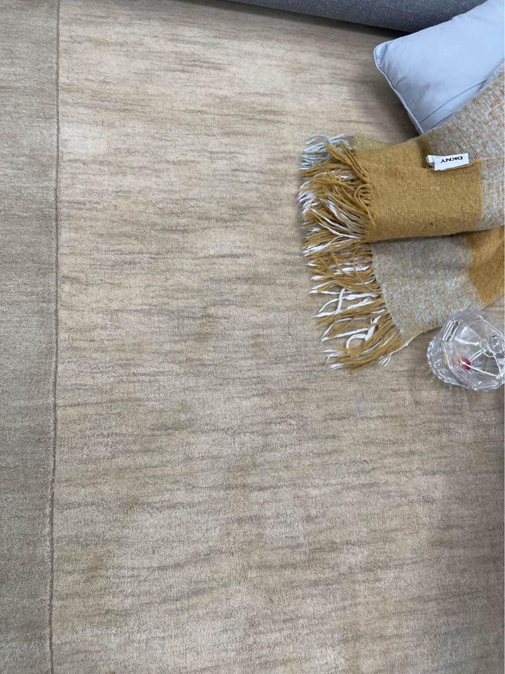 Hand-loomed Himalaya Border Wool Area-Rug 6x9 ft Beige And Grey Rug