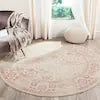 Chic Distressed Rug Ivory Pink Round Area Rug 6.7x6.7 ft