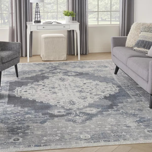 Light Greyish-Blue Silver Rug 9x12 Area Rug