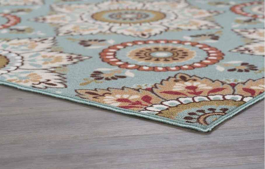 Tayse Green 8x10 Ivory Green Red Seafoam Area Rug