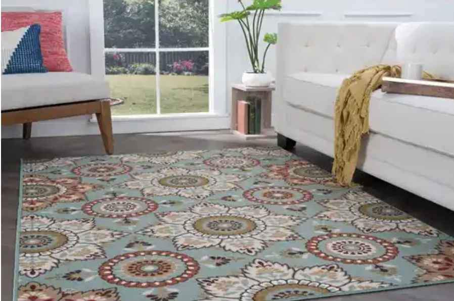 Tayse Green 8x10 Ivory Green Red Seafoam Area Rug