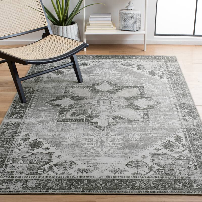 Green and Grey Rug 6x6ft Square Carpet