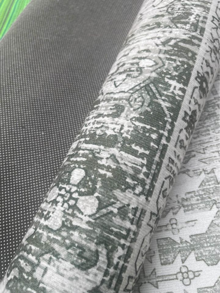 Green and Grey Rug 6x6ft Square Carpet