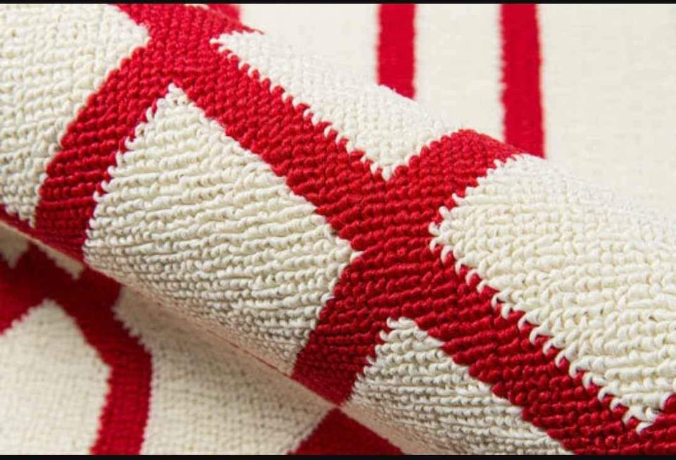 Red Ivory Pattern Outdoor Indoor Area Rug 8x10 ft Geometric Rug