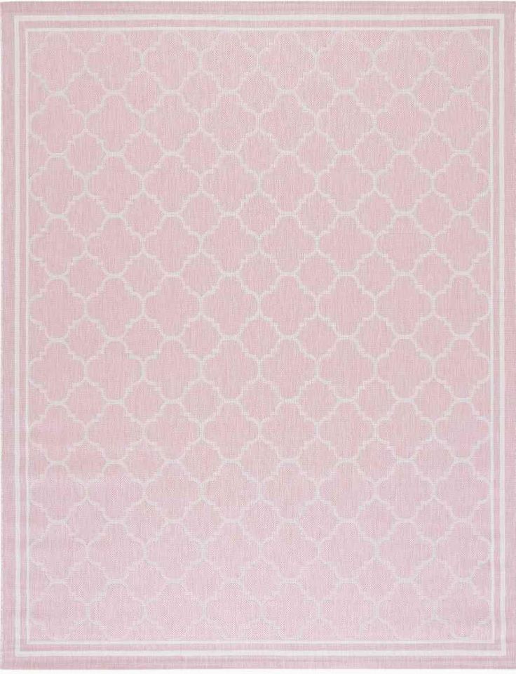 Lattice Outdoor Carpet 8x10 Pink Ivory Area Rug