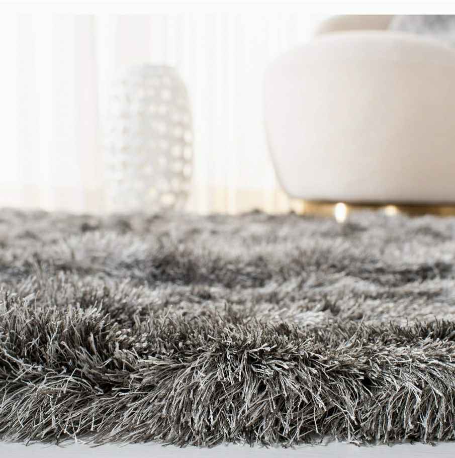 Polyester Shag Rug 8x10 Grey Dense Paris Shag Area Rug