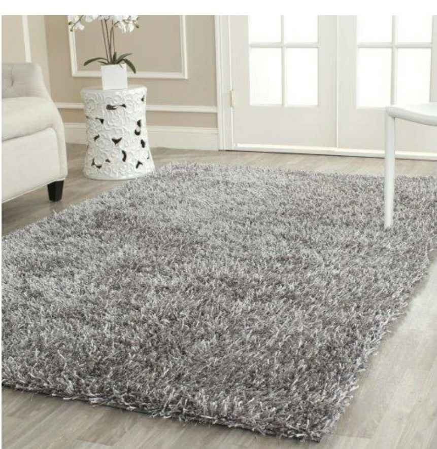 Polyester Shag Rug 8x10 Grey Dense Paris Shag Area Rug