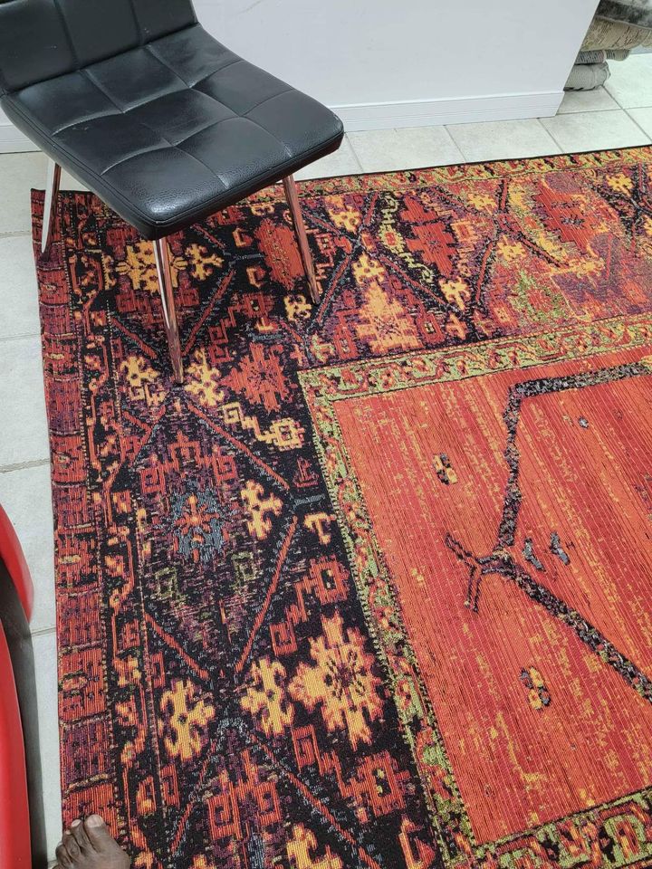 Red Orange Blue Multi Indoor Outdoor Area Rug | 8' x 10'