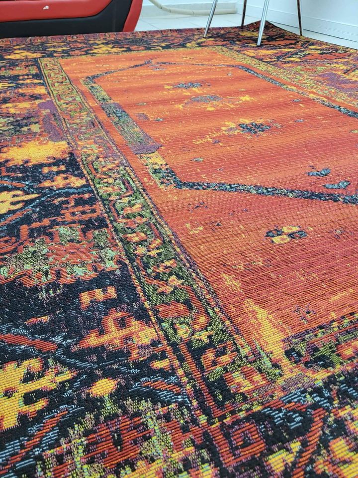 Red Orange Blue Multi Indoor Outdoor Area Rug | 8' x 10'