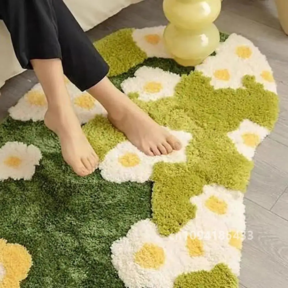 Anti-slip Mat Cozy Moss Bathroom Floor Moss Cartoon Flower Rug