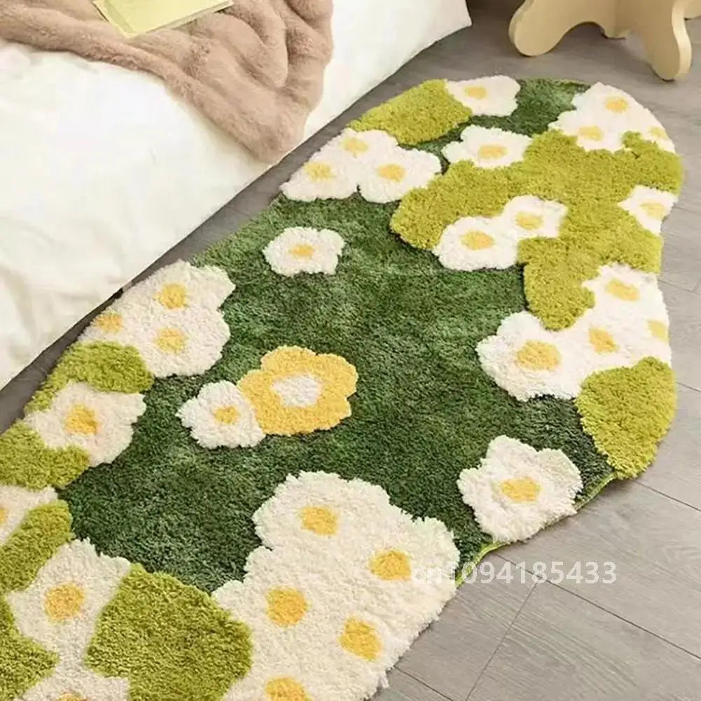 Anti-slip Mat Cozy Moss Bathroom Floor Moss Cartoon Flower Rug