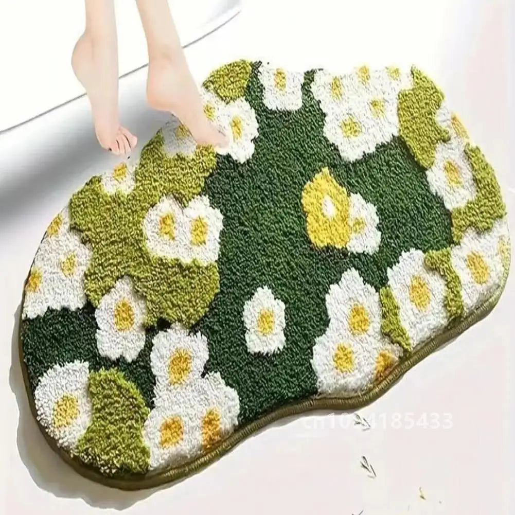 Anti-slip Mat Cozy Moss Bathroom Floor Moss Cartoon Flower Rug