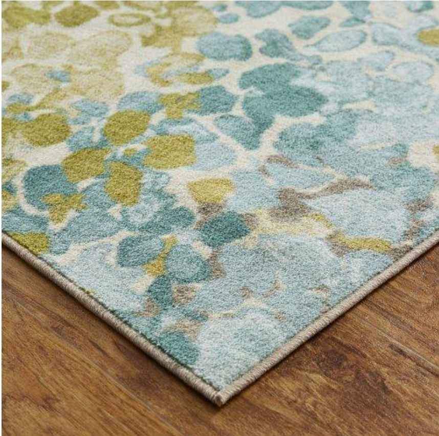 Sage 5x8 ft Green Cream Aqua Area Rug